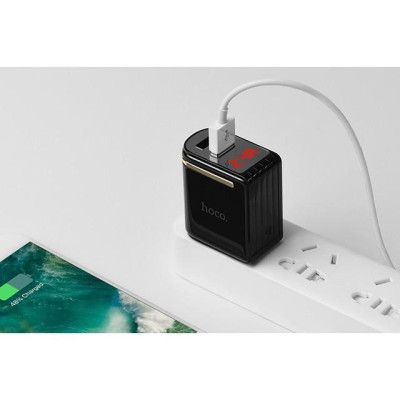 Củ Sạc 2 Cổng USB HOCO C39 (Mẫu 2020) Max 5V-2.4A (12W) , Led Hiển Thị Dòng Điện ,  IC Ổn Định Điện - Hàng Chính Hãng 