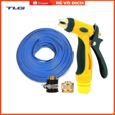 Bộ dây vòi xịt nước rửa xe, tưới cây tăng áp 3 lần,loại 20M (nối đồng nhựa đen) 206317
