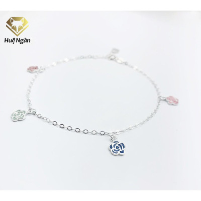 Lắc chân bạc Ý 925 Huệ Ngân -Hoa Hông Tình Yêu JL008