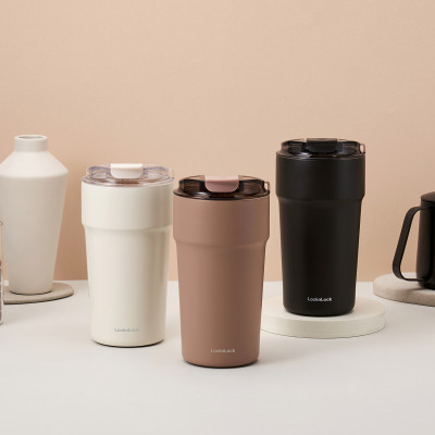 Ly giữ nhiệt 500ml LocknLock màu nâu LHC4357CHO Metro Cafe Tumbler, Hàng chính hãng, Thép 304 không gỉ, có dây đeo tay - JoyMall