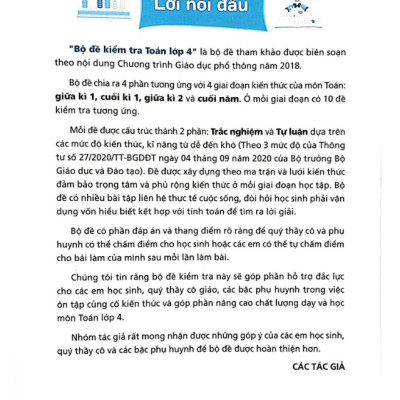 Sách - Bộ Đề Kiểm Tra Toán Lớp 4 - Tập 1