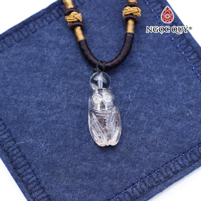 Mặt dây chuyền con ve ngọc thiền thạch anh tóc đỏ cam mệnh hỏa, thổ - Ngọc Quý Gemstones