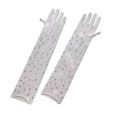 Găng tay sang chảnh màu trắng dạng lưới đính đá lấp lánh cho Cô dâu và Dạ hội, đi tiệc, sự kiện, lễ hội MS: 44146
