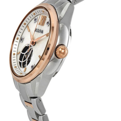 Đồng Hồ Nữ Bulova Đính Kim Cương Dây Thép Không Gỉ 98P170 - Mặt Xà Cừ (Sapphire)