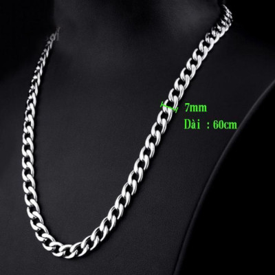 Vòng Cổ Dây chuyền nam titan cao cấp đẹp sang trọng thép không gỉ lặc trangsucpt cỡ 7mm PTDCNA01