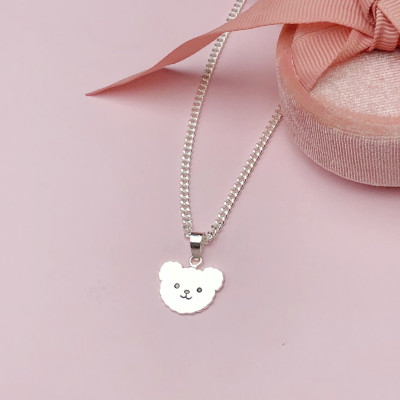 Dây Chuyền, Vòng Cổ Trẻ Em Bạc Ta Hình Mặt Gấu Bạc Hiểu Minh DTE066