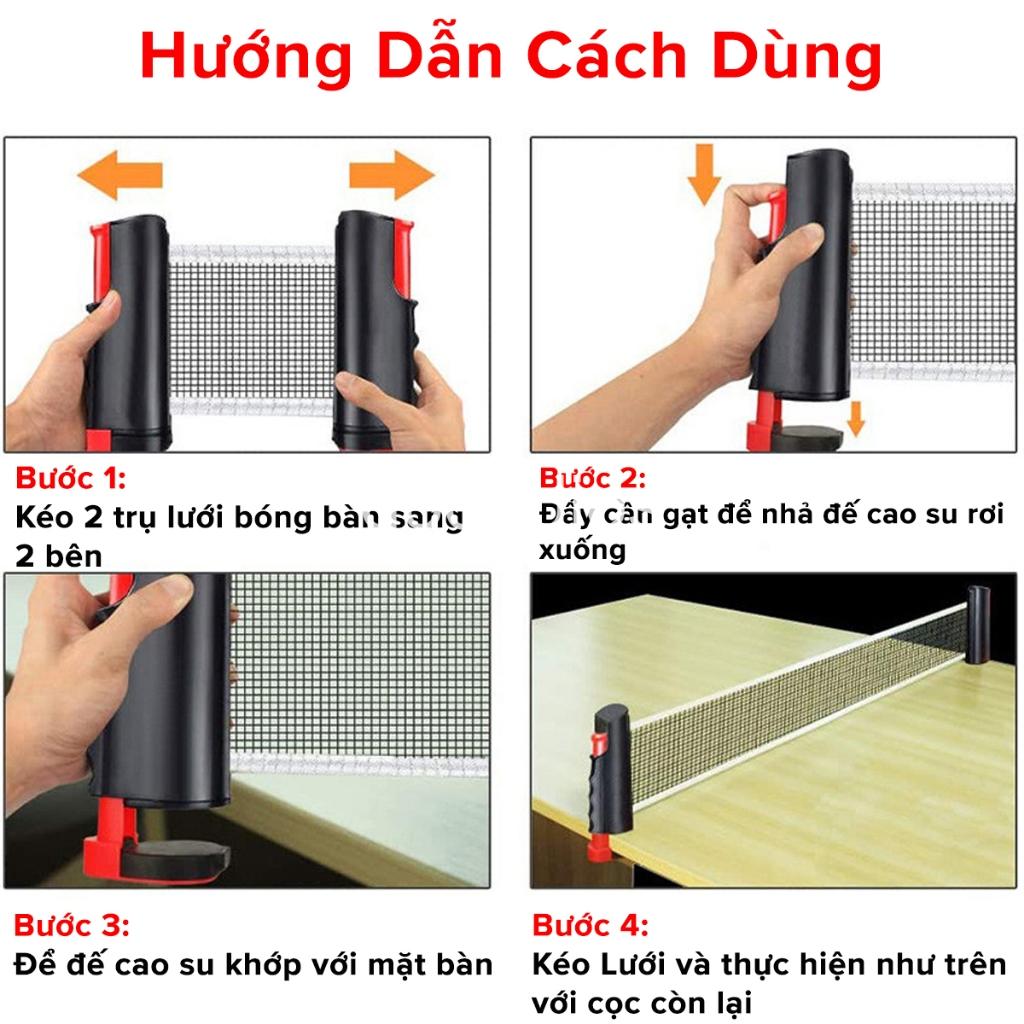 Trụ Lưới Bóng Bàn Rút Gọn Chính Hãng dododios Chất Liệu ABS Cao Cấp Chiều Dài Điều Chỉnh Tới 1,7m Vừa Bàn Bóng Bàn