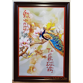 Tranh đôi chim công" Phú quý cát tường"
