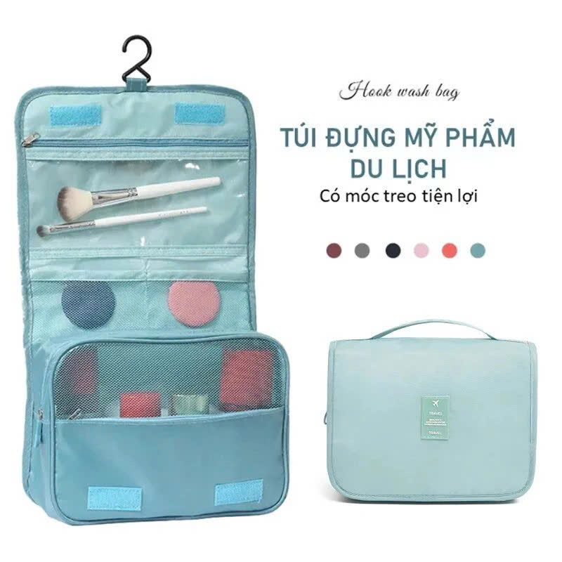 Túi Đựng Đồ Cá Nhân Du Lịch , Túi Đựng Mỹ Phẩm Kiểu Hàn Quốc MÀU XANH ĐẬM