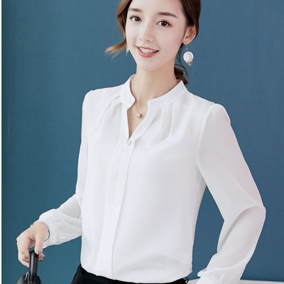 Áo sơ mi nữ công sở, áo sơ mi trắng cổ tàu trẻ trung, thời trang cho phái nữ HB67