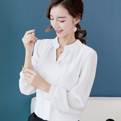 Áo sơ mi nữ công sở, áo sơ mi trắng cổ tàu trẻ trung, thời trang cho phái nữ HB67