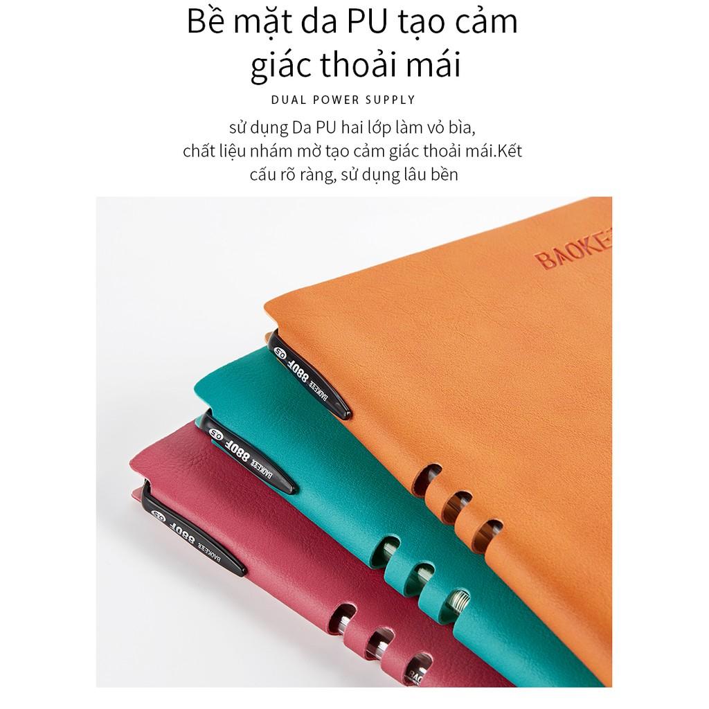 Sổ Tay Kinh Doanh Bìa Da PU mềm NoteBook BAOKE tặng kèm bút