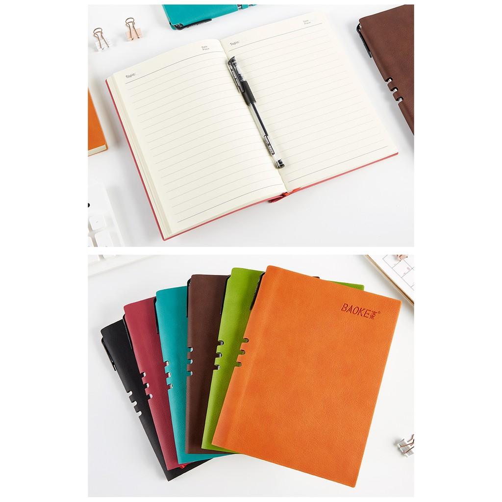 Sổ Tay Kinh Doanh Bìa Da PU mềm NoteBook BAOKE tặng kèm bút