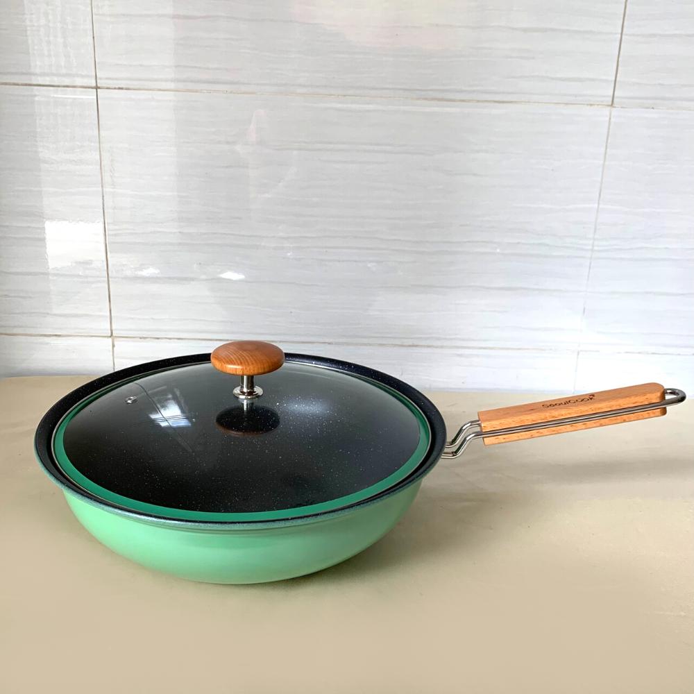 Tặng cặp nhấc nồi silicon cao cấp- Bộ nồi chảo 2 món đáy từ cao cấp Hàn Quốc, nồi 20cm + chảo sâu lòng 32cm, chống dính vân đá an toàn cho sức khỏe, dùng được tất cả các loại bếp/ Induction