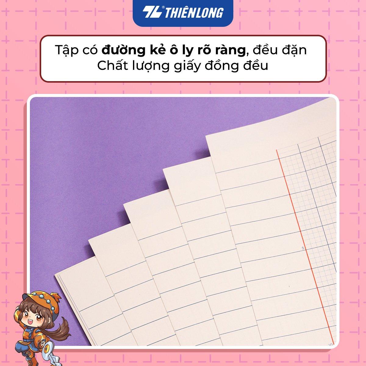 Tập học sinh chống lóa 96 trang 4 ô ly vuông 2mm 100gsm Thiên Long NB-117/AK - Phiên bản Akooland - Mẫu ngẫu nhiên