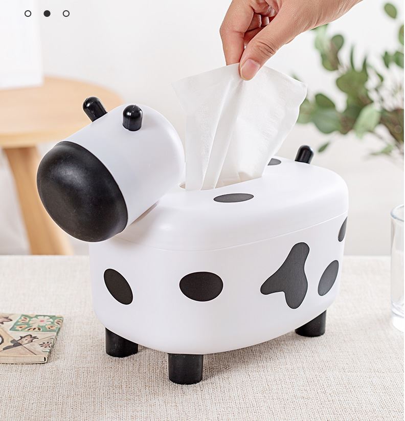 Hộp Đựng Giấy Ăn 2 in 1 Hình Bò Sữa