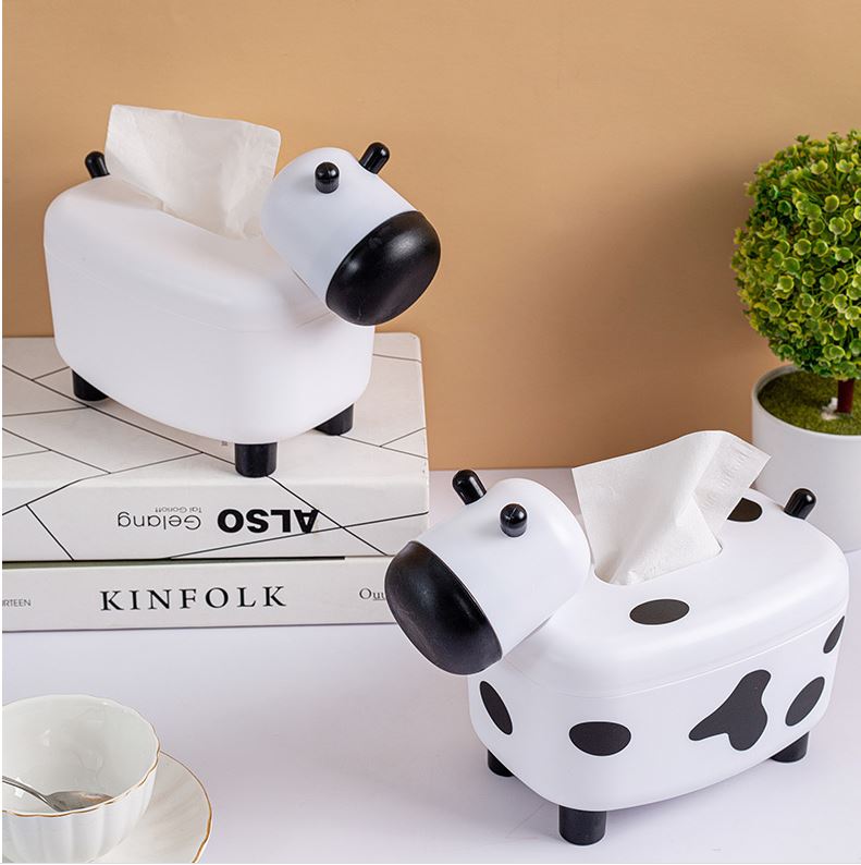 Hộp Đựng Giấy Ăn 2 in 1 Hình Bò Sữa