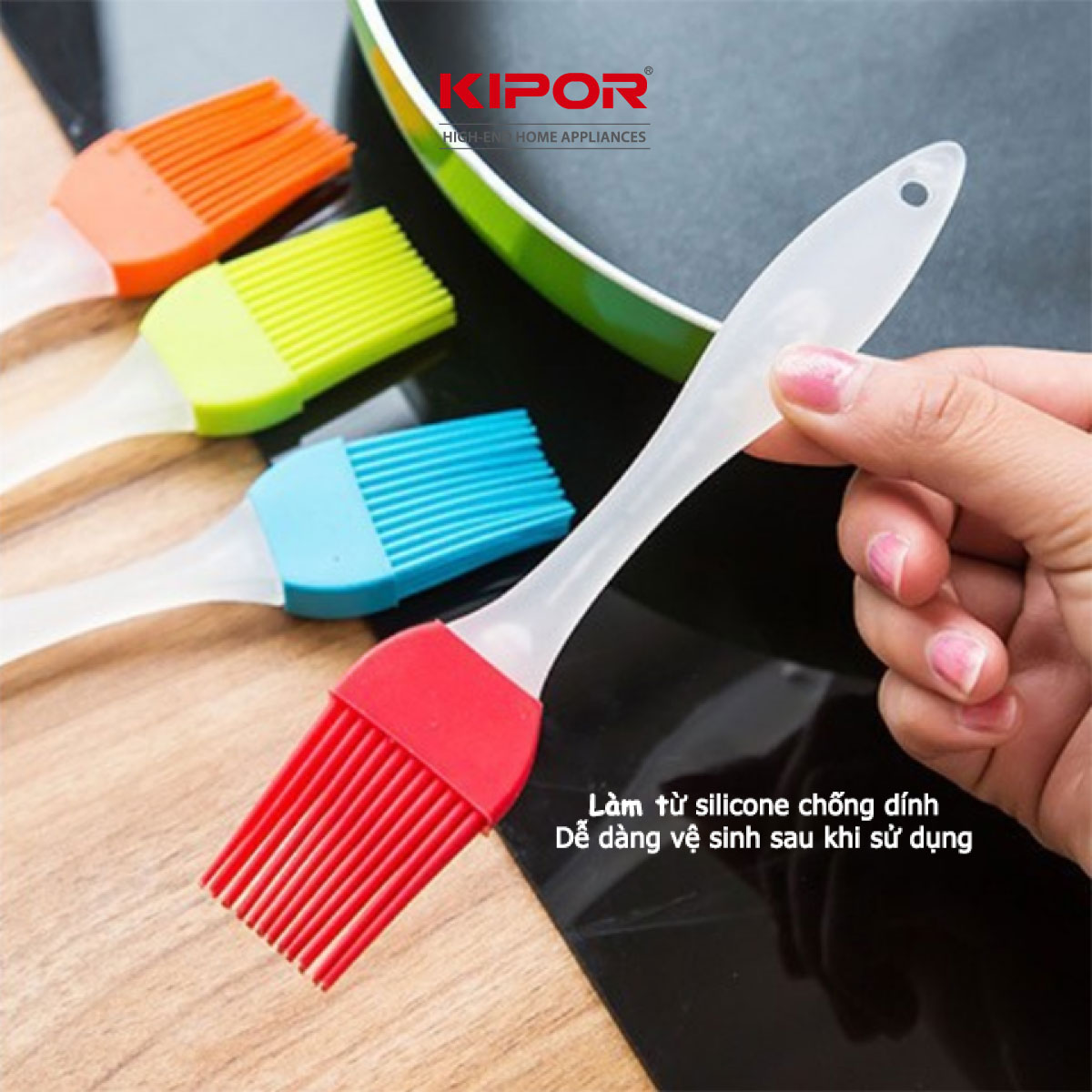 Chổi quét dầu silicon KIPOR KP-QD01 - Cọ quét bơ, ướp gia vị tiện lợi - Chịu nhiệt tốt