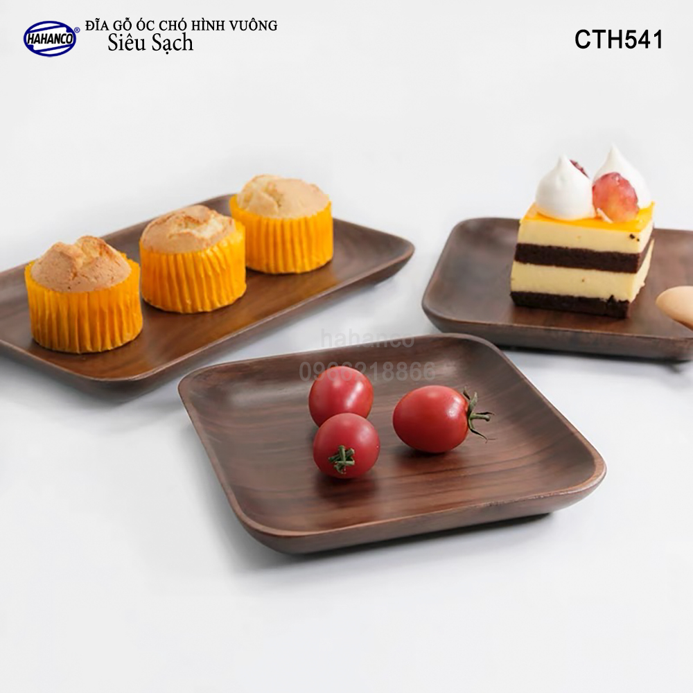 Đĩa vuông gỗ Óc Chó nhập khẩu Mỹ nguyên khối - hàng Xuất Khẩu Châu Âu - CTH541 - đựng đồ ăn/trang trí - đĩa bánh mì/trái cây/ bít tết/ pizza/ phụ kiện chụp ảnh, bày món ăn trong nhà hàng - Sang trọng trên bàn ăn