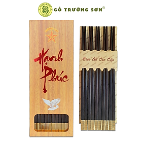 Bộ 10 đôi Đũa Gỗ Trầm Thị  Ghép Đồng kiểu sang trọng dài 25cm - Đồ Gỗ Gia Dụng Thương Hiệu Trường Sơn