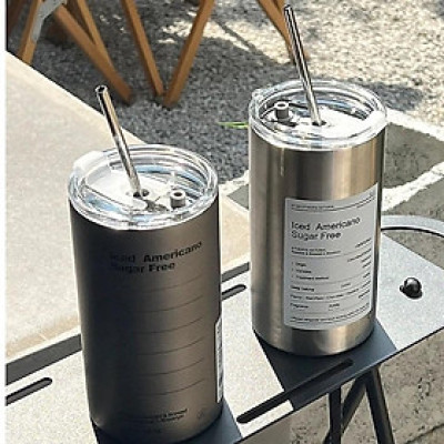Cốc Giữ Nhiệt Inox 304 Ly Uống Coffee 600ML Giữ Nhiệt 6-8 Tiếng Kèm Ống Hút Tiện Lợi