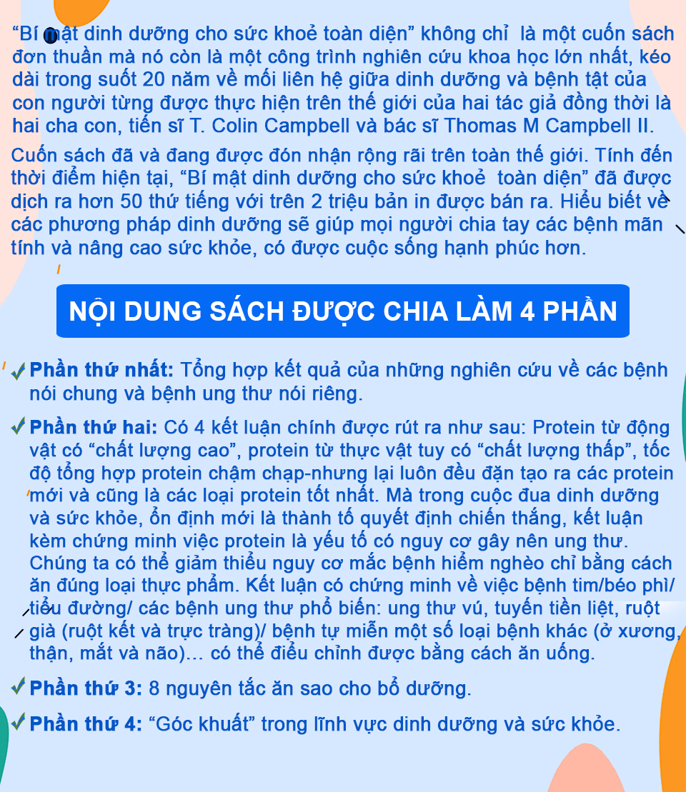 Combo 3 cuốn Bí mật dinh dưỡng (TB) + Toàn cảnh dinh dưỡng (TB) + Giải thoát ung thư