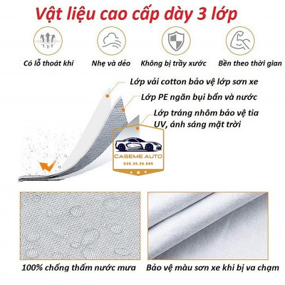 [KIA] Bạt phủ xe ô tô tráng nhôm cao cấp các xe hãng KIA, 3 lớp chống nóng, chống thấm, chống bụi - Hàng Chính Hãng