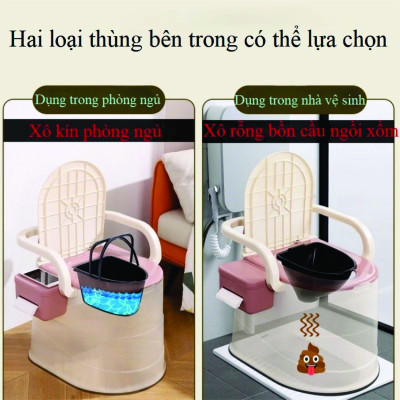 Tolet, Bồn cầu di động cao cấp có tay vịn, tựa lưng đệm, có hộp giấy, siêu chịu lực dành cho trẻ em, người già, phụ nữ sanh BH 1 năm HÀNG CHÍNH HÃNG ( màu ngẫu nhiên)