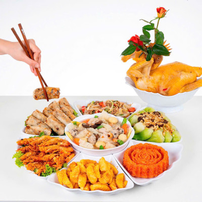 Bát thuyền đựng gà cúng nguyên con, đựng hoa quả nhựa trắng dày cao cấp