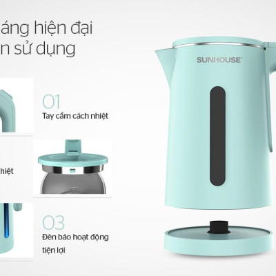 Bình siêu tốc inox 2 lớp 1,8L Sunhouse  SHD1351 - Hàng chính hãng (chỉ giao HN và một số khu vực)