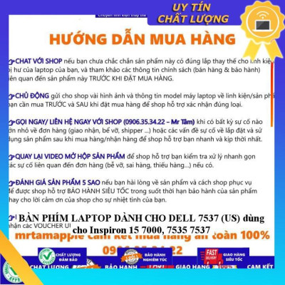 BÀN PHÍM LAPTOP dùng cho DELL 7537 (US) dùng cho Inspiron 15 7000 7535 7537 - Hàng Nhập Khẩu New Seal