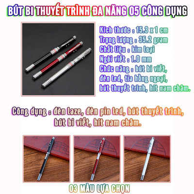 Bút bi thuyết trình đa năng 5 trong 1 - nhiều màu - Hàng chính hãng / Hàng nhập khẩu