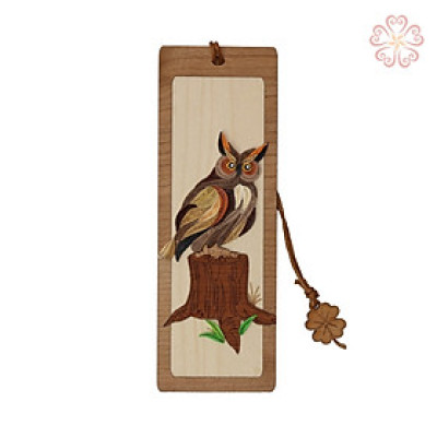 Bookmark nghệ thuật - cú nâu - size 13.5 x 5.3 cm