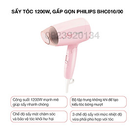 Máy Sấy tóc 1200w, gấp gọn Philips BHC010/00 - Hàng chính hãng