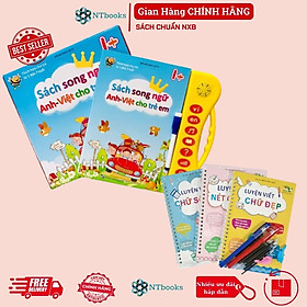 Sách Song Ngữ Anh Việt 1+ Kèm Bộ 3 Vở Luyện Viết Tự Xóa Thần Kỳ