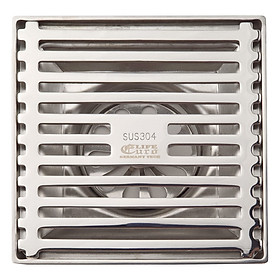 Phễu thu sàn - thoát sàn chống hôi Inox SUS 304, 10cm x 10cm Eurolife EL-HG04 ( Trắng bạc)