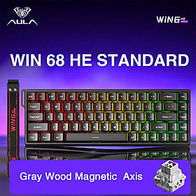 Bàn phím cơ Gaming có dây AULA WIN68HE (Phiên bản Đen/ Gray Wood magnetic switch - Rapid trigger) - Hàng Chính Hãng