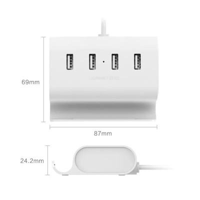 Ugreen UG3028830288TK Màu Trắng Bộ chuyển đổi TYPE C sang 4 USB 3.0 hỗ trợ nguồn MICRO USB + vỏ bọc nhựa ABS - HÀNG CHÍNH HÃNG