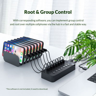 Bộ Chia USB HUB ORICO CT2U3-10AB 10 Cổng USB 3.0 Với Các Cổng Riêng Lẻ- Hàng Chính Hãng
