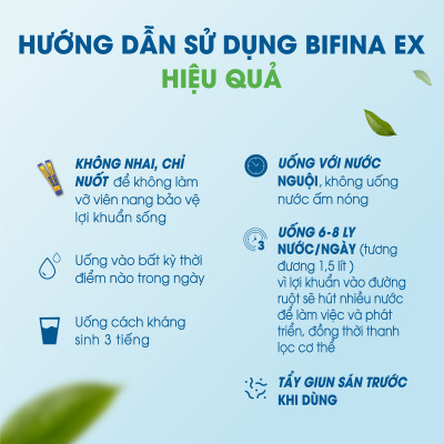 Men tiêu hóa Bifina Nhật Bản - Hỗ trợ giảm táo bón,tiêu chảy, rối loạn tiêu hóa - Loại EX hộp 60 gói