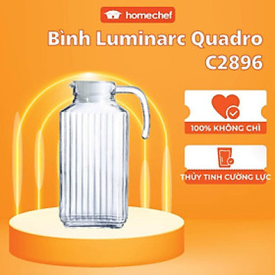 Bình đựng nước thủy tinh Luminarc Quadro G2668, dung tích 1.7L, dùng máy rửa bát | Hàng chính hãng