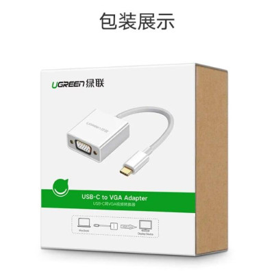 Ugreen UG50511CM140TK 10CM màu Trắng Bộ chuyển đổi TYPE C sang VGA vỏ bọc nhựa cao cấp - HÀNG CHÍNH HÃNG
