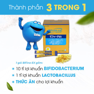 Men tiêu hóa Bifina Nhật Bản - Hỗ trợ giảm táo bón,tiêu chảy, rối loạn tiêu hóa - Loại EX hộp 60 gói
