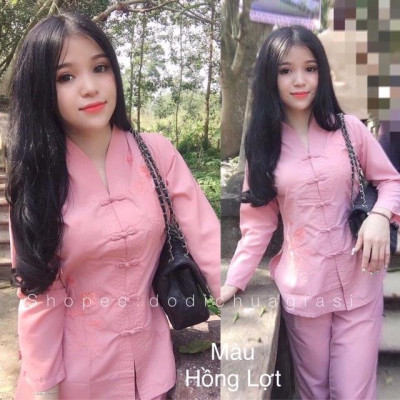 ĐỒ LAM ĐI CHÙA  Mẫu Bà Lai Vải Kate Mịn
