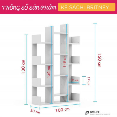 Giá sách gỗ công nghiệp kích thước nhỏ tiện lợi SMLIFE Britney