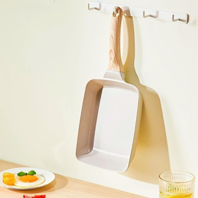 Chảo chữ nhật chống dính cán gỗ 18cm - chảo chiên trứng cuộn phong cách Hàn Quốc
