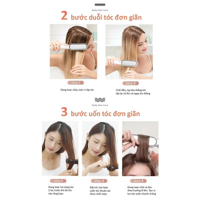 Lược Điện Chải Tóc, Công Suất 45W, Giúp Tóc Bồng Bềnh, Óng Mượt; Làm Xoăn, Duỗi Thẳng Dễ Dàng, Có Đèn Cảnh Báo Nhiệt Độ, Tăng Giảm Nhiệt Độ Dễ Dàng- Hàng Chính Hãng