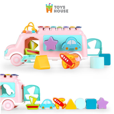 Đồ chơi ô tô thả hình khối kết hợp đàn gõ Xylophone giáo dục sớm cho bé Toyshouse HE8036