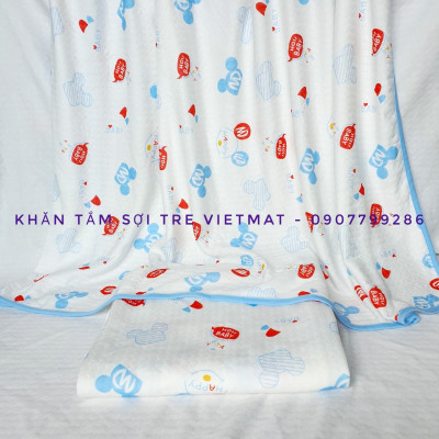 Khăn tắm trẻ em Vietmat sợi tre organic mềm mịn, thoáng mát, kháng khuẩn và hút nước mạnh