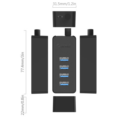 Hub USB 3.0 Orico 4 Cổng W5P-U3 - Hàng Chính Hãng